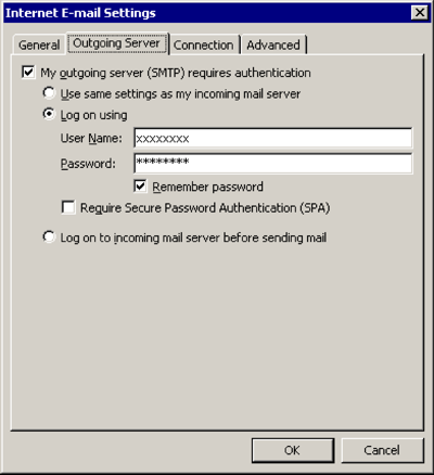 Outlook 2007 – Internet-E-Mail-Einstellungen – Postausgangsserver