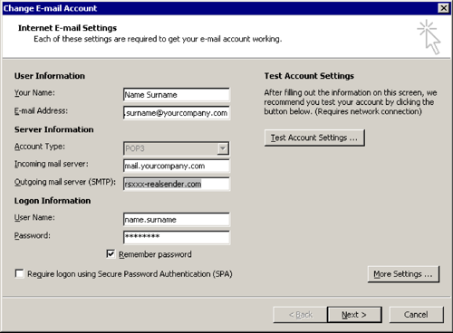 Outlook 2007 – E-Mail-Einstellungen – E-Mail-Konten – Ändern