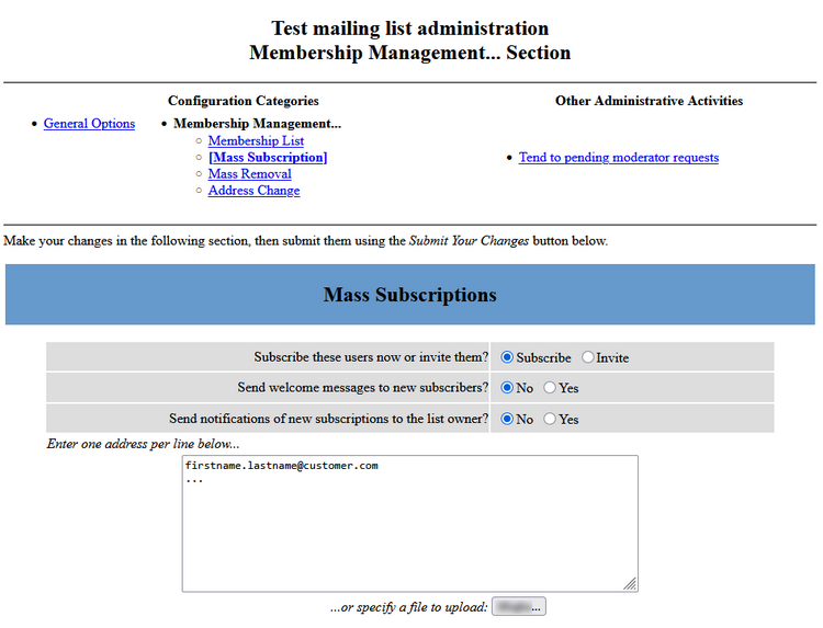 Mass subscriptions