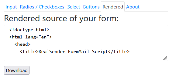 Rendering der Quelle Ihres Formular-Downloads